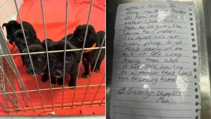 Man Rescues Puppies from the Streets, Leaving Them at Shelter with a Touching Message