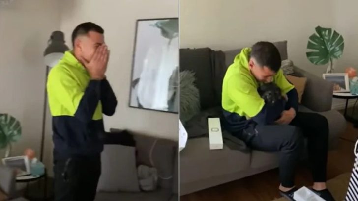 Man Can't Hold Back Tears When His Birthday Surprise Turns Out To Be His Dream Puppy